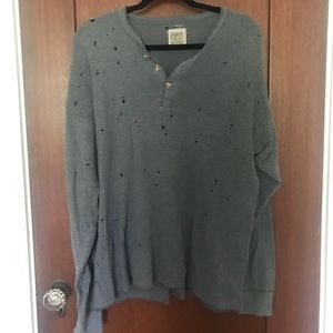 Distressed oversized vintage thermal